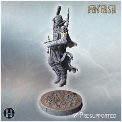 Male vampire hunter with two weapons, detailed outfit, standing on a decorated circular base (12)