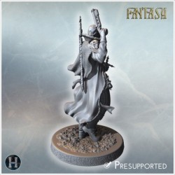 Male vampire hunter with two weapons, detailed outfit, standing on a decorated circular base (12)