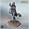 Succubus with horns and flowing hair holding a flame, standing on hexagonal sandy base (20)