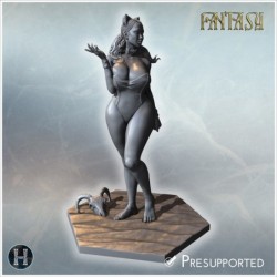 Vampire bat-woman bust with spread wings, skeletal details, and dramatic expression on pedestal (25)