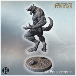 Werewolf with sharp claws, fierce expression, and muscular build on a detailed circular base (29)