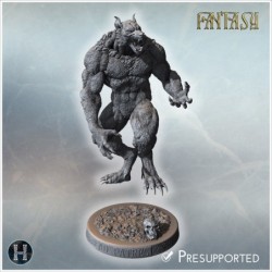 Werewolf with sharp claws, fierce expression, and muscular build on a detailed circular base (29)