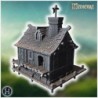 Old wooden pirate house with stone stairs, chimney, and dockside platform for mooring (9)