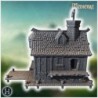 Old wooden pirate house with stone stairs, chimney, and dockside platform for mooring (9)