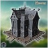 Mysterious pirate house with gothic design, wooden balconies, and an imposing dock structure (11)