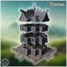 Mysterious pirate house with gothic design, wooden balconies, and an imposing dock structure (11)