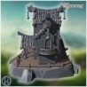 Elevated pirate house on rocky terrain with wooden walkways, stairs, and decorative chains (12)