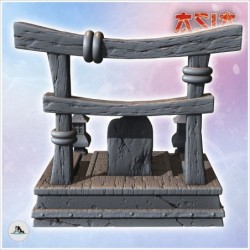 Traditional Asian wood and stone altar with lamps (9)