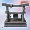 Traditional Asian wood and stone altar with lamps (9)