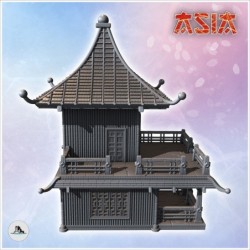 Bâtiment asiatique à étage avec grand balcon et auvent (28)