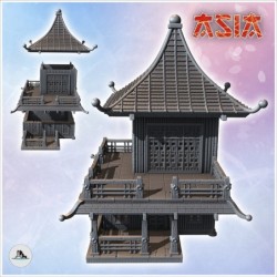 Bâtiment asiatique à étage avec grand balcon et auvent (28)