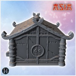 Asian house with round entrance door and access staircase (30)