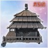 Asian building with wooden access platform and gable roof (32)