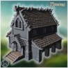 Gothic house with horned roofline, wooden walls, pointed windows, and steep entrance staircase (18)