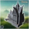 Spooky gothic mansion with tall spires, complex roofline, and elaborate stained-glass windows (20)