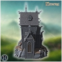 Gothic house with spiked roofs, tall windows, and intricate architectural details (21)