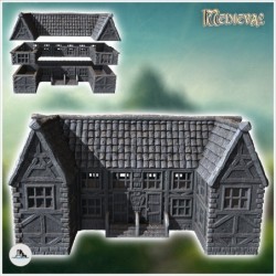 Large medieval dwelling with wide access staircase, carved stone base and two side wings (19)