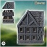 Medieval half-timbered one-storey house with staircase and window shutters (20)