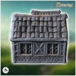 Medieval building with multiple wooden doors, half-timbered walls and tiled roofs (22)