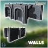 Modular dungeon set with stone walls, archways, floors, and decorative medieval architectural elements (35)