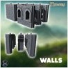 Modular dungeon set with stone walls, archways, floors, and decorative medieval architectural elements (35)