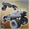 Armored vehicle with large wheels, reinforced front, and exposed engine components (1)