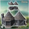 Medieval sorcerer's hut with double roofs and wooden doors (6)