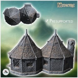 Medieval sorcerer's hut with double roofs and wooden doors (6)