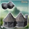 Medieval sorcerer's hut with double roofs and wooden doors (6)