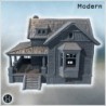 Old wooden house with a large porch, chimney, cracked walls, and weathered roof shingles (10)