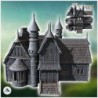 Large medieval manor house with entrance staircase and multiple roof towers (31)