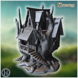 Gothic house elevated on...