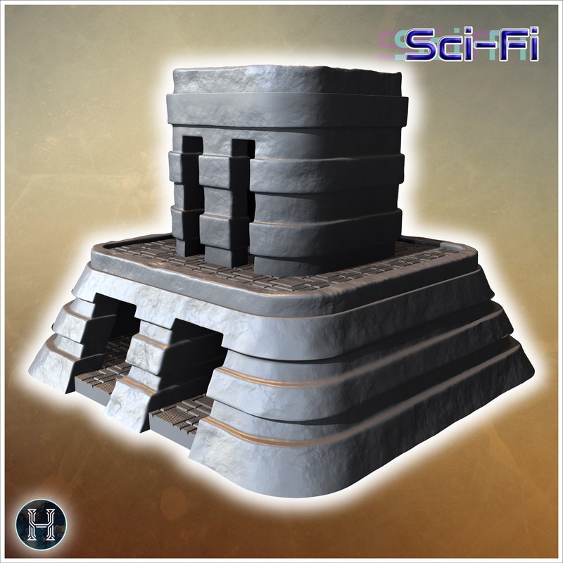 Layered stone tower with spiral structure, fortified base, and detailed steps (3)