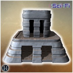 Layered stone tower with spiral structure, fortified base, and detailed steps (3)