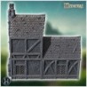 Long medieval building with two-part roof, outdoor fireplace and wooden door (7)