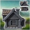 Medieval house with chimney in roof and annex with side window (11)