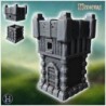 Medieval square stone defense tower with rounded wooden door (12)