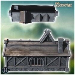 Larger wooden house model with detailed textures and multiple sections, including windows (15)