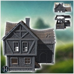 Spacious medieval house with detailed stonework and asymmetrical roof (20)