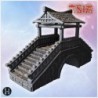 Ornamental stone bridge with steep stairs, wooden railings, and tiled roof structure (2)