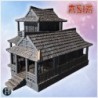 Two-story wooden house with large porch, tiled roof, and decorative bamboo clusters (9)