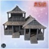 Two-story wooden house with large porch, tiled roof, and decorative bamboo clusters (9)