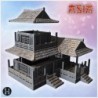 Two-story wooden house with large porch, tiled roof, and decorative bamboo clusters (9)