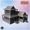 Two-story wooden house with large porch, tiled roof, and decorative bamboo clusters (9)