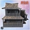 Two-story wooden house with large porch, tiled roof, and decorative bamboo clusters (9)