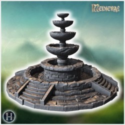 Tiered stone fountain with...