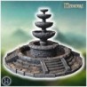 Tiered stone fountain with multiple basins, decorative steps, and circular stone platform (6)