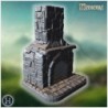 Rustic stone chimney with intricate brickwork and textured base tiles (10)