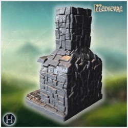 Rustic stone chimney with intricate brickwork and textured base tiles (10)