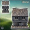 Two-story medieval house with timber framing, small windows, and cobblestone base (7)